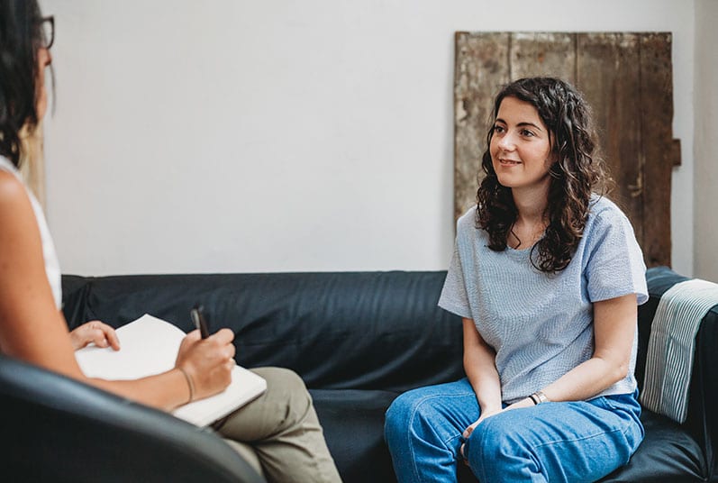 Woman participating in therapy session